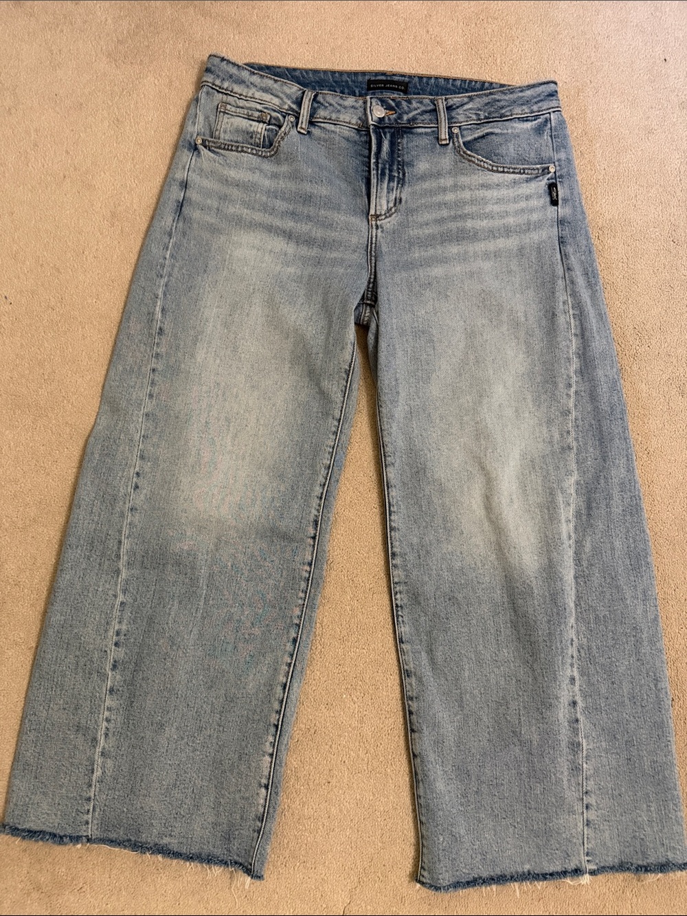 Silver Jeans Light Blue Wide Leg Crop Jeans